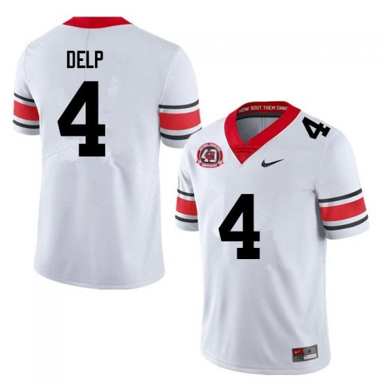 Sale - White Oscar Delp #4 Georgia Bulldogs 40th Anniversary Men Alumni University Football Jersey